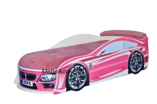 Кровать машинка BMW розовая