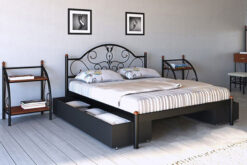 Кровать-Анжелика-Металл-Дизайн-черная-с-подкатными-ящиками