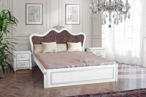 Ліжко Стефанія білий + срібна патина